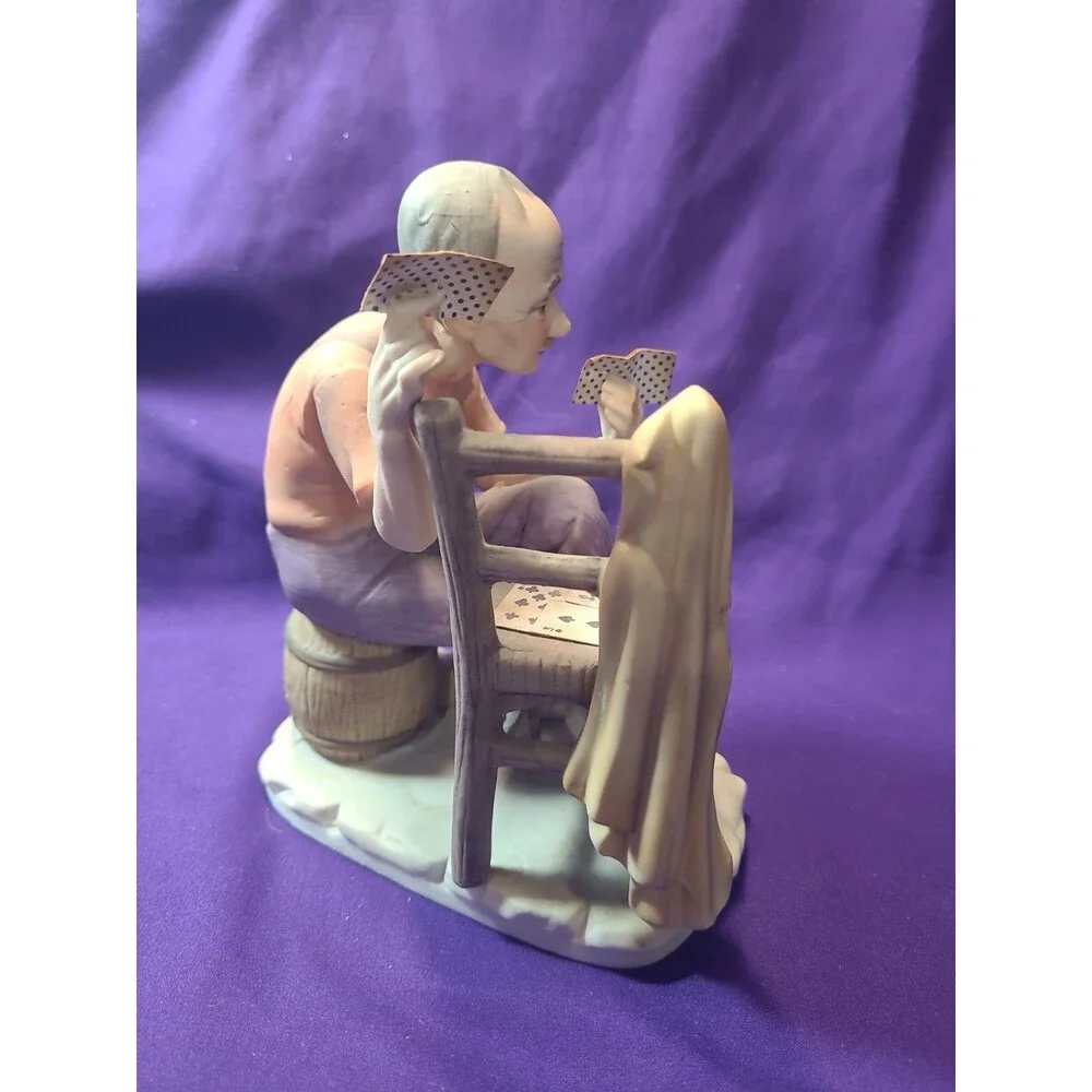 Vintage Lefton Old Man Playing Cards Figurine Hand-Painted 5087 Japan Porcelain